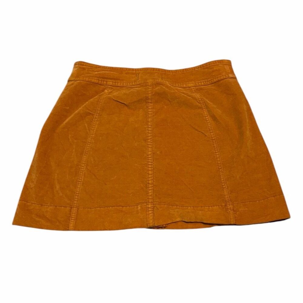 MADEWELL Women’s Burnt Orange Velveteen A-Line Button Front Mini Skirt Size 2 - Picture 3 of 6